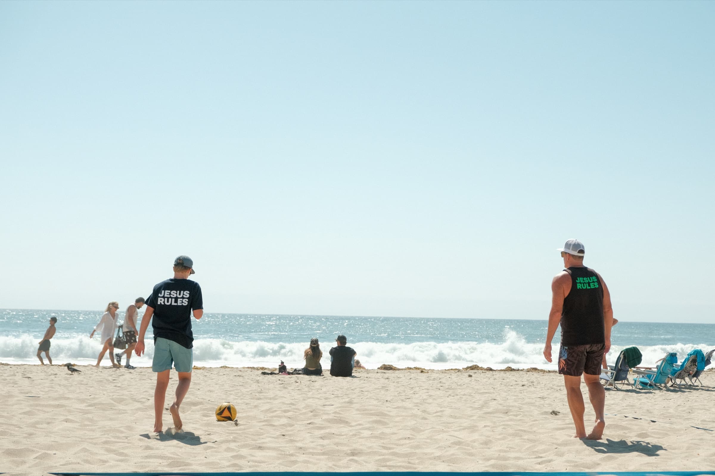 Beach volleyball players on the sand