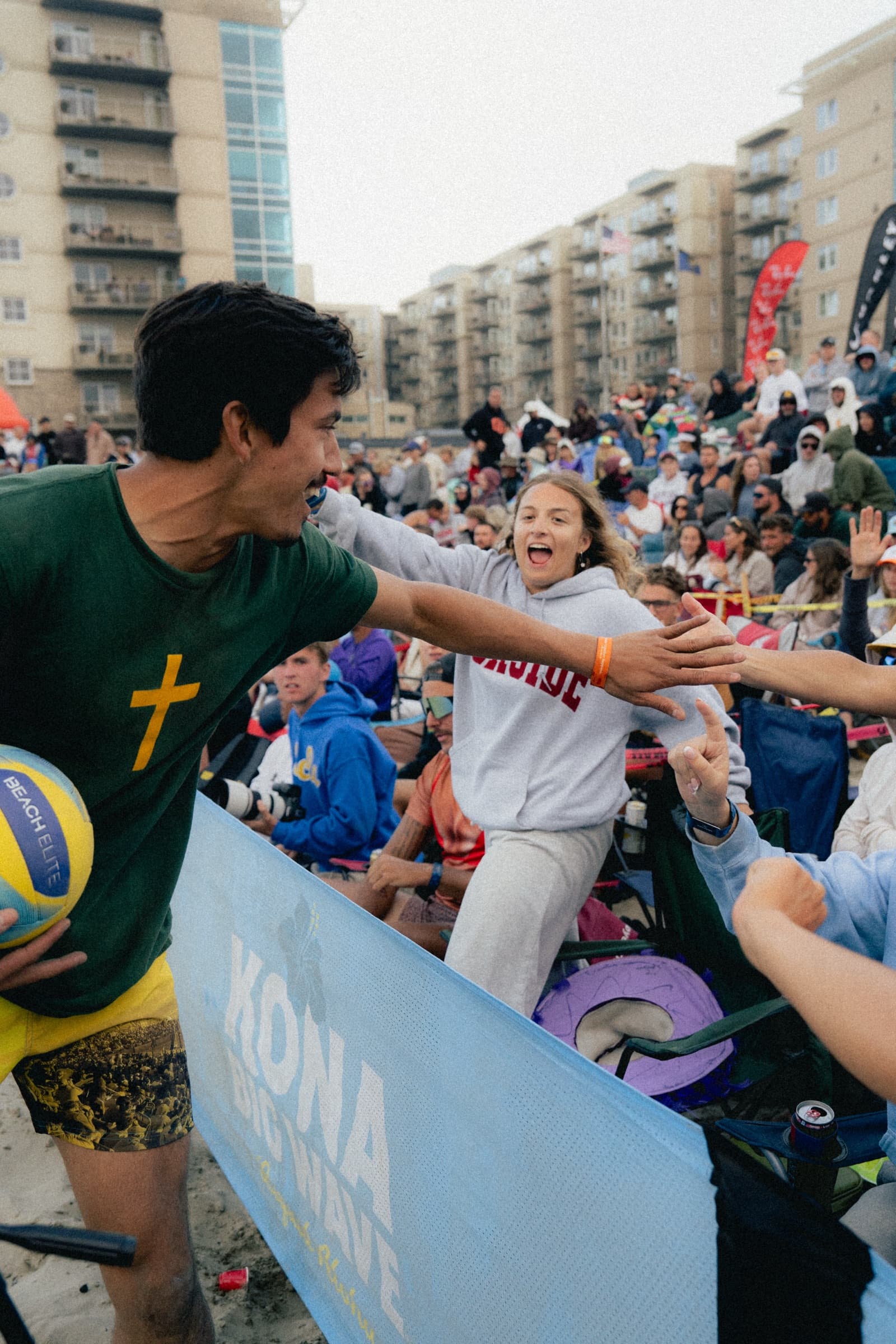 Diego Perez high-fiving fans